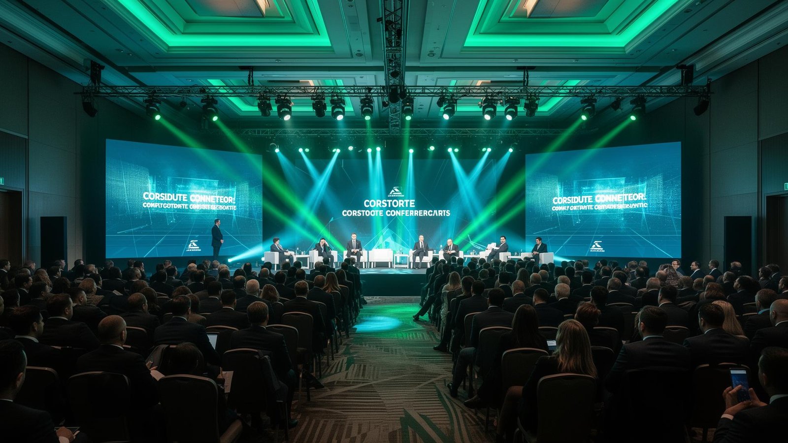 Corporate conference with professional stage and audience